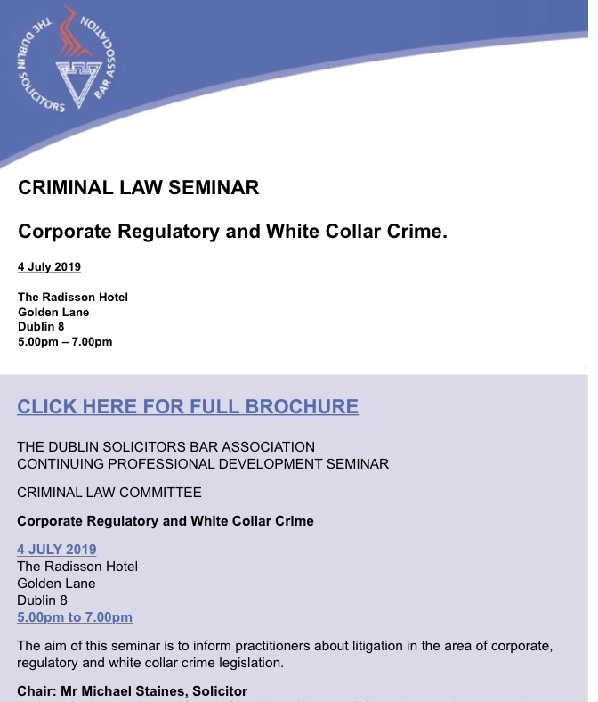 Michael Staines to chair White Collar Crime Seminar